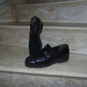 PAUL GREEN MUNCHEN Women's Loafers Casual Vibram Sole Platform Shoes Black 8.5